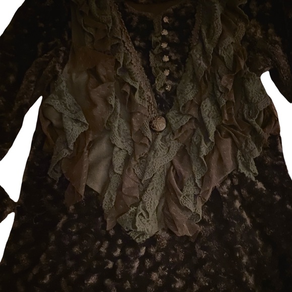 WimsyGoth Ruffled mystical forest fairy ladies top. - Picture 3 of 14